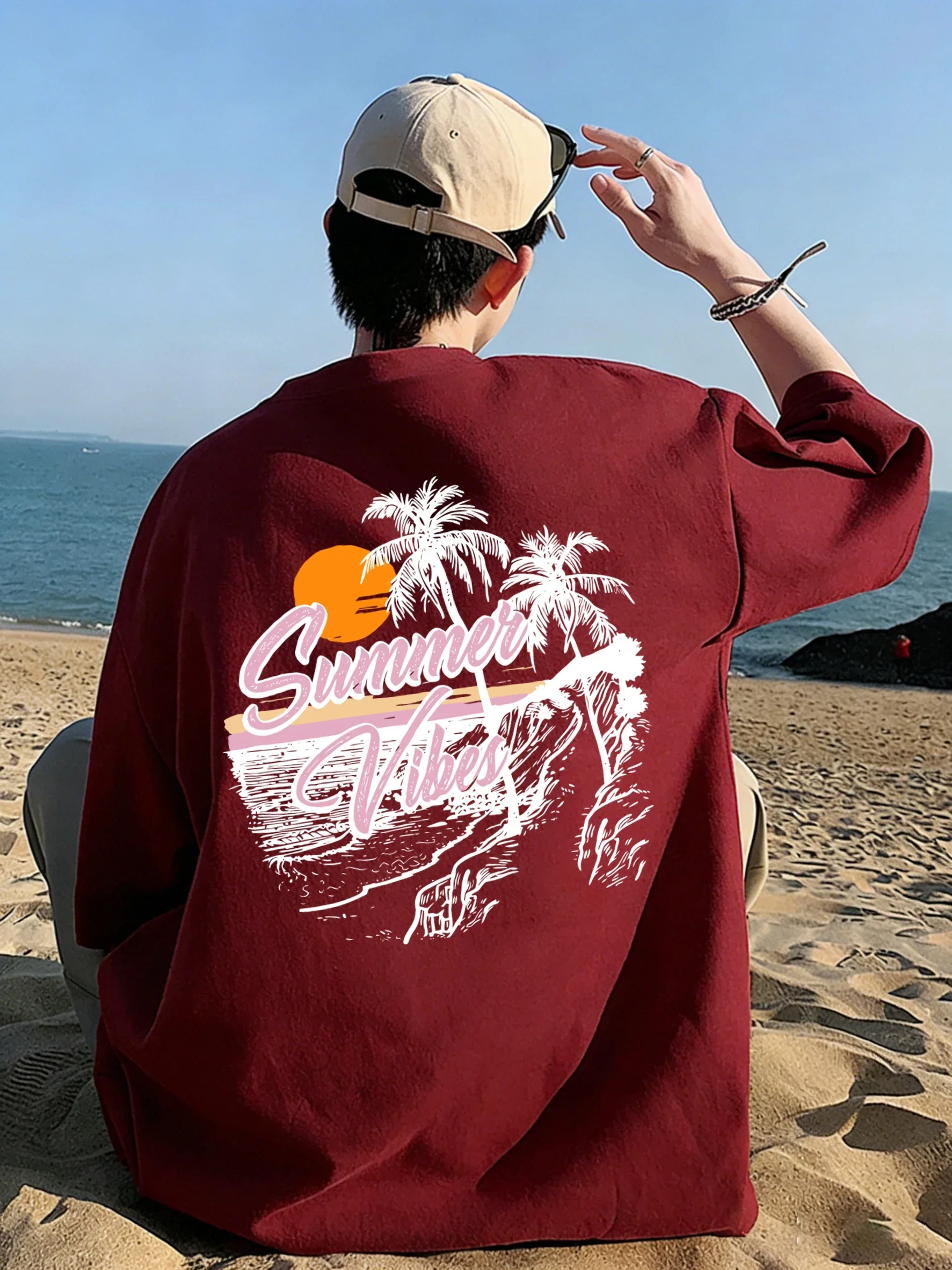 Summer Vibes Clothing Men - Zomer Vibes Kokospalmen Zonsondergang T-shirts Man