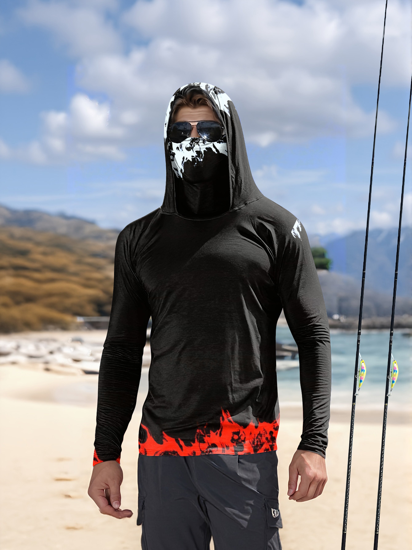 Rash Guard Long Sleeve - Heren Hood Fishing Shirt met lange