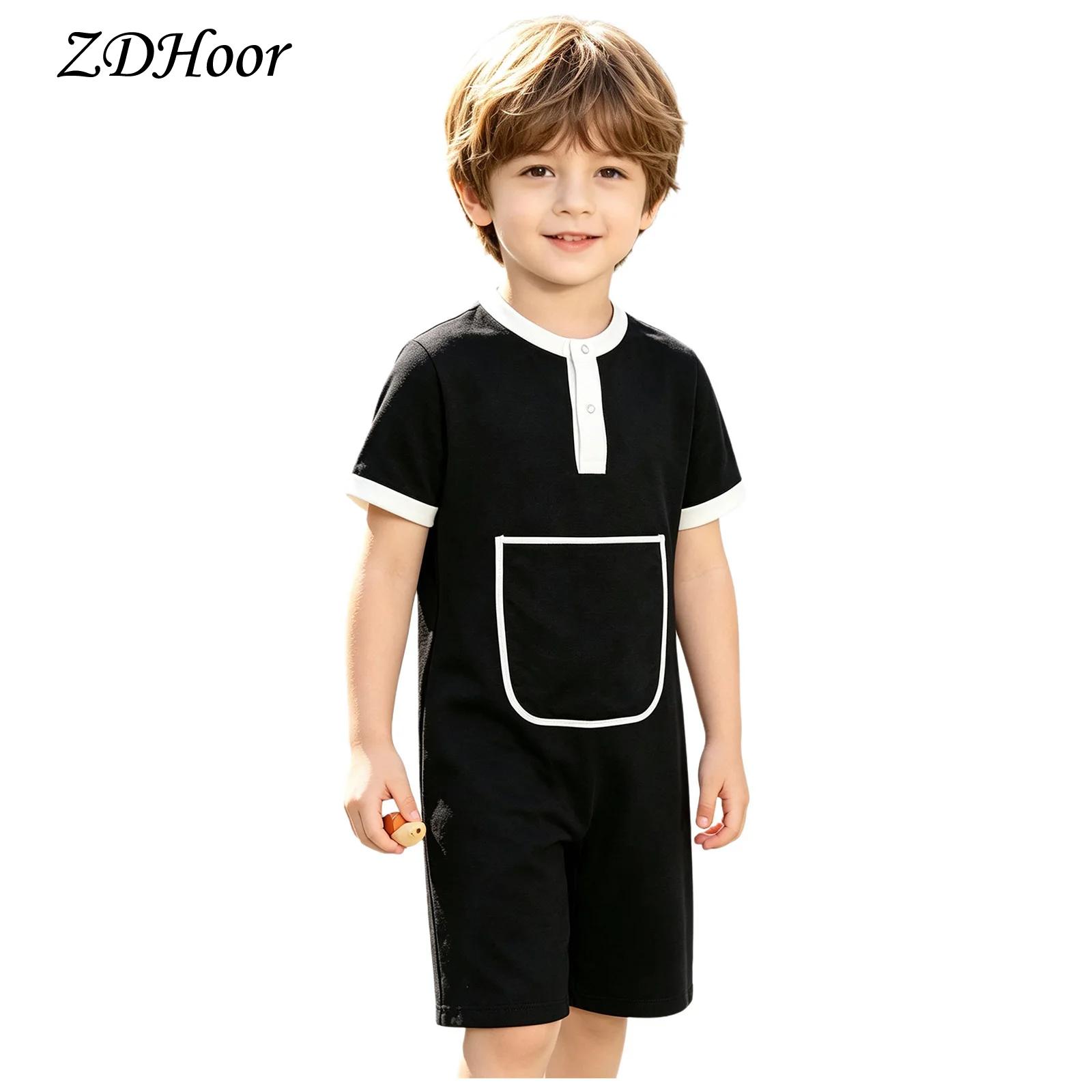 Summer Clothing Kids Boys - Kinderen Jongens Meisjes Drukknopen Jumpsuit met