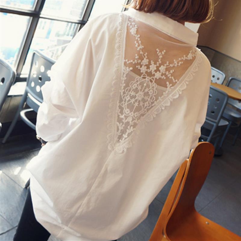 Summer Gauze Clothing - Fashion V-hals Borduren Gaas Spliced Hollow