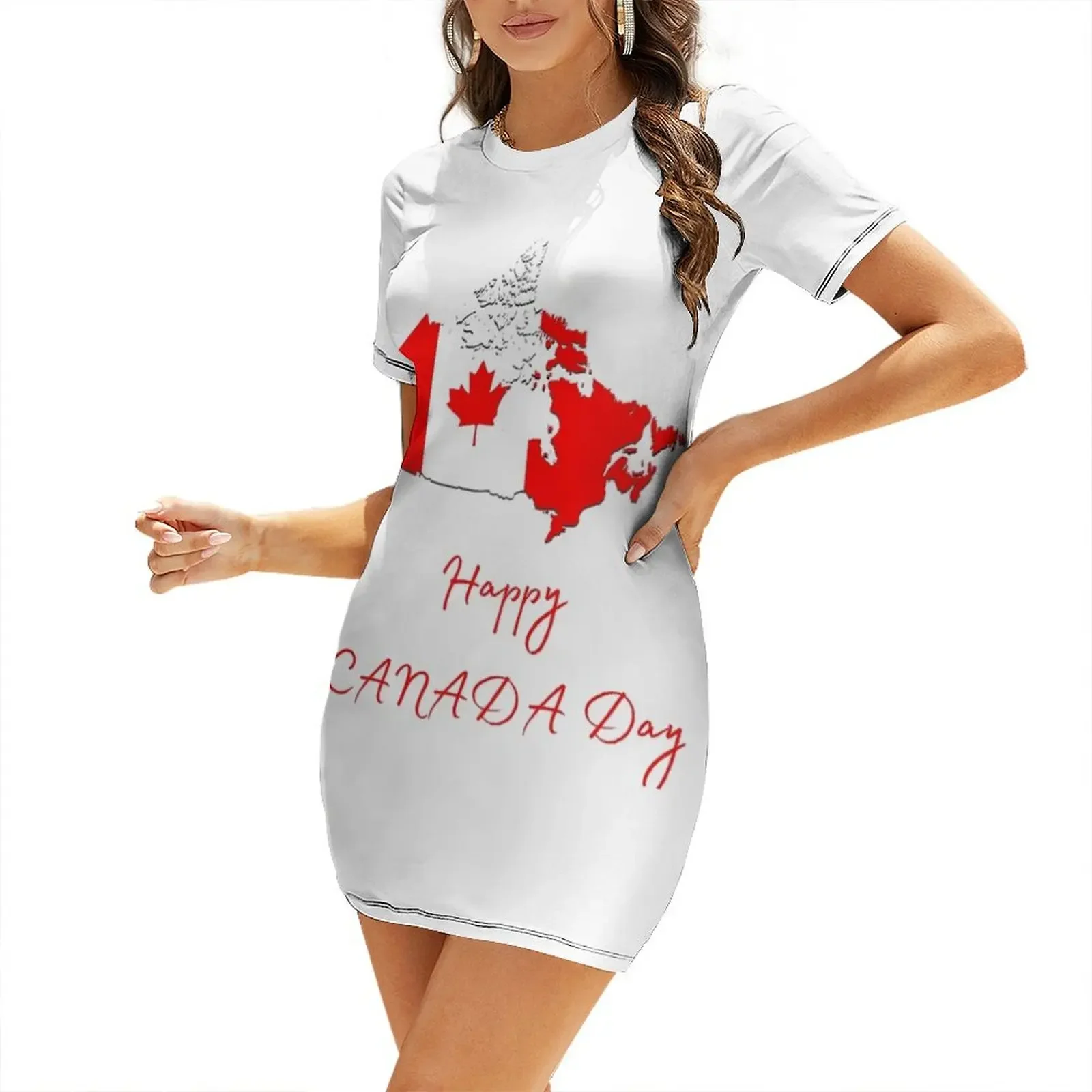 Happy Canada Day Jurk met kort - Summer Clothing Women Canada recensie en prijs