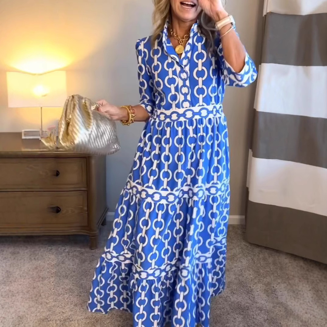Lange jurk met geometrische pr - Summer Clothing Amazon recensie en prijs