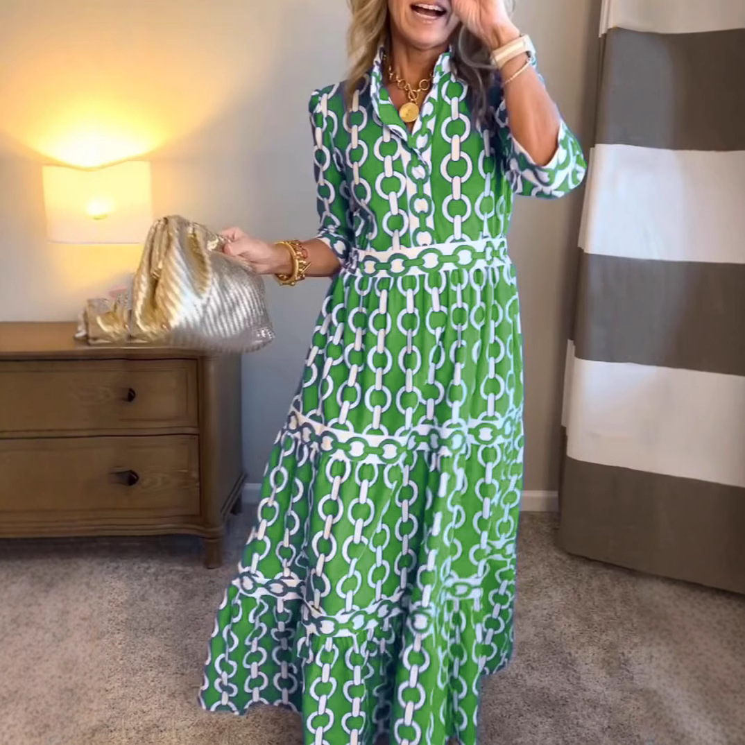 Lange jurk met geometrische pr - Summer Clothing Amazon recensie en prijs