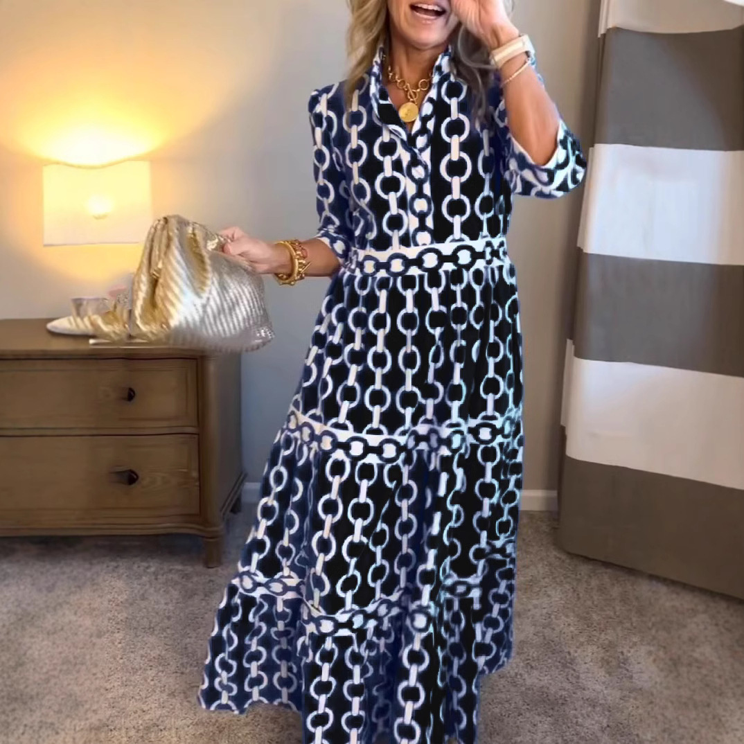 Lange jurk met geometrische pr - Summer Clothing Amazon recensie en prijs