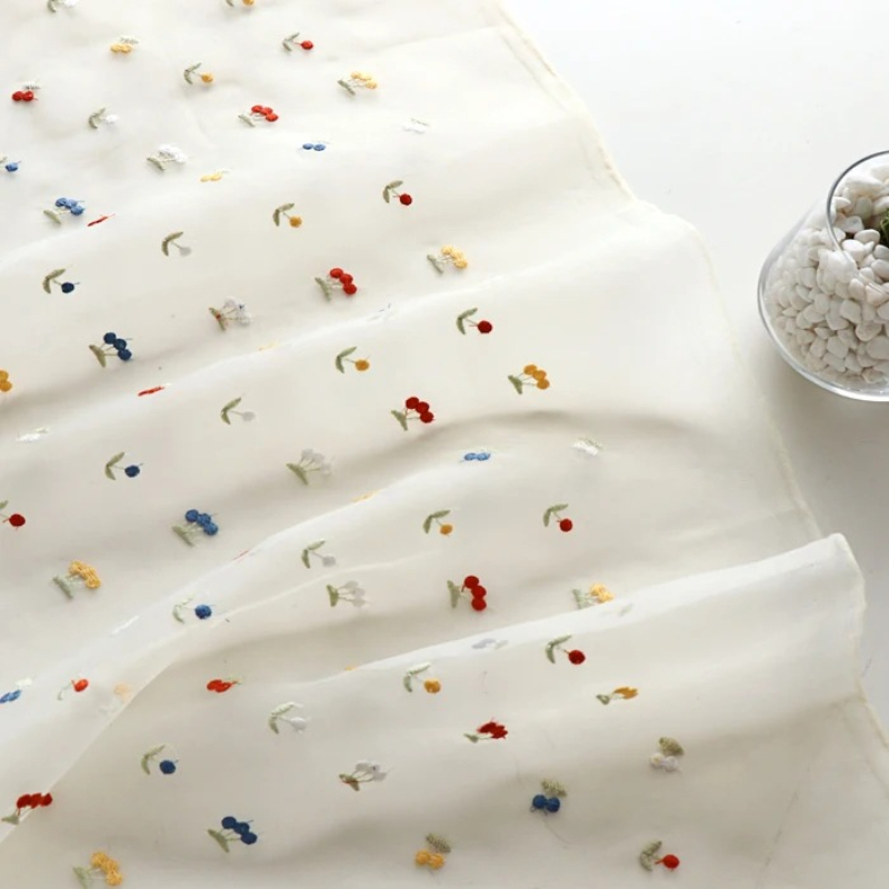145x50cm wit fruit borduurwerk - Summer Gauze Clothing recensie en prijs