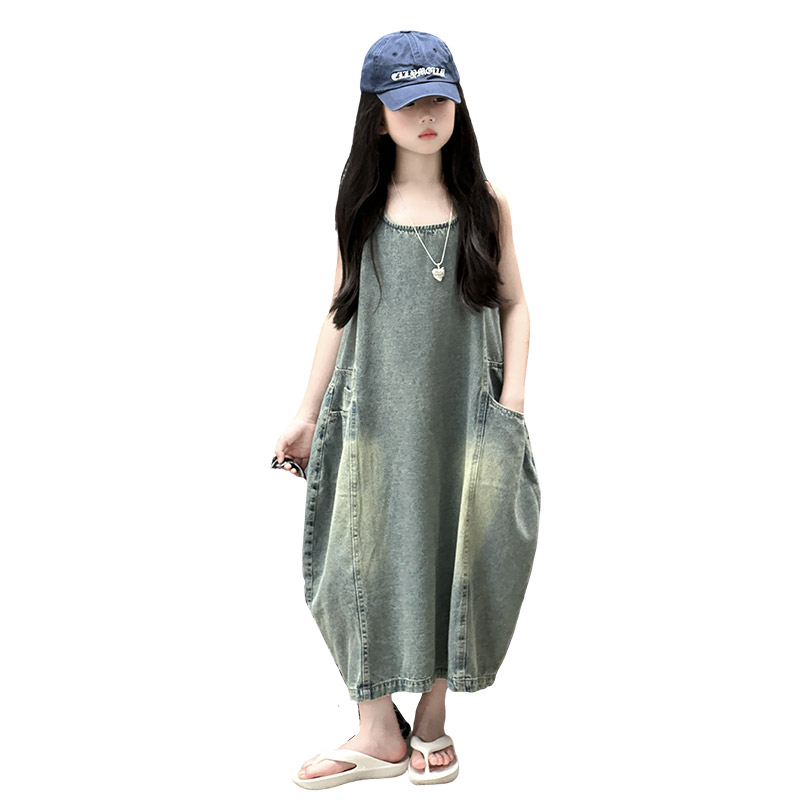 Vintage blauwe kinderen meisje - Summer Clothing Girls recensie en prijs